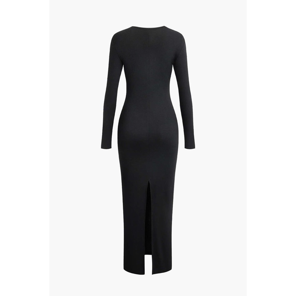 Micas Asymmetrical Neck Slit‎ Maxi Dress Black size L - Picture 13 of 14